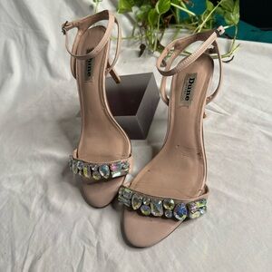 Nude + Rhinestones Kitten Heels. Worn w love.